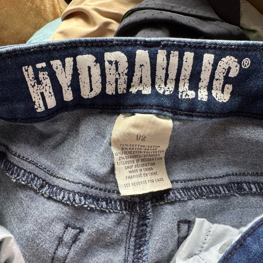 Hydraulic deep blue jeans women size 1/2 shown from multiple angles to show true - Picture 2 of 9